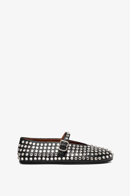 ALAIA 26S FLAT LOAFERS IN BLACK GLOSSY LAMBSKIN