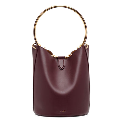 Ring brown leather bucket bag