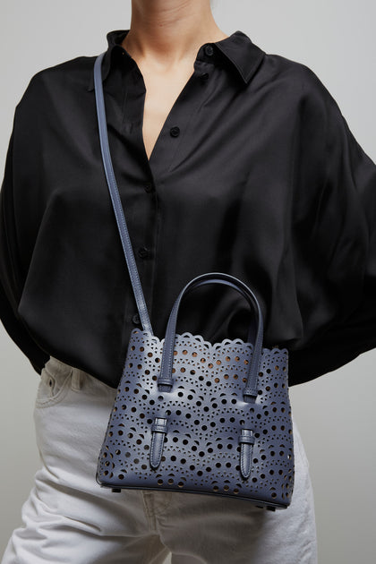 Alaïa | Mina 20 blue leather tote bag | Savannahs