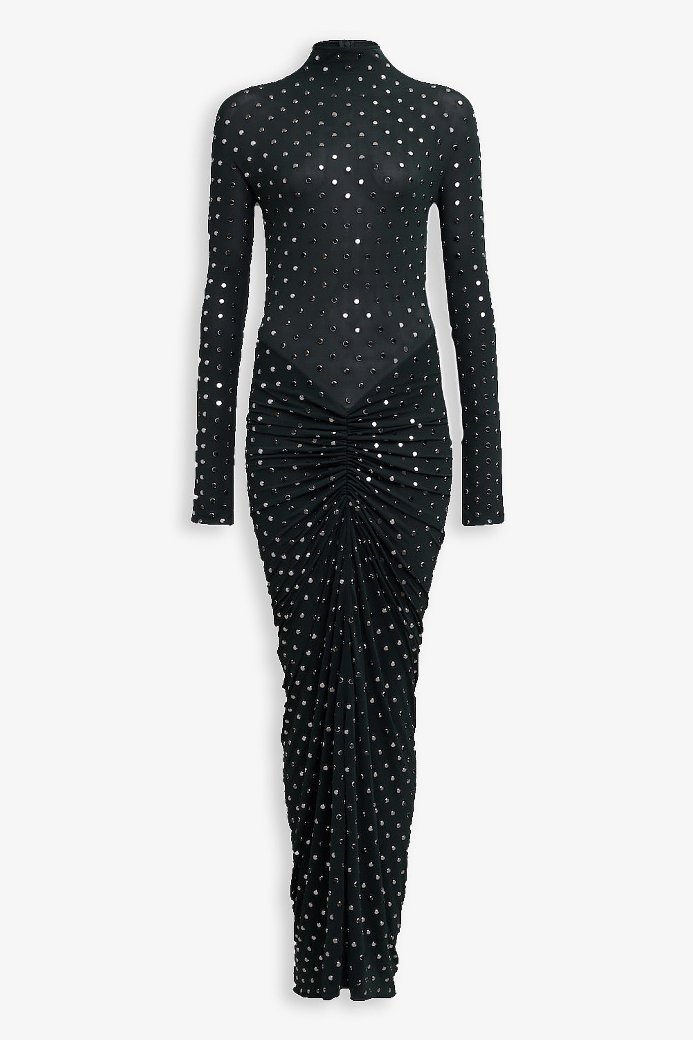 alaia draped dress in rhinestone jersey White Draped Jersey Dress with Rhinestones