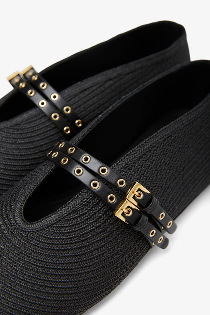 Alaïa | Paper straw black ballet flats | Savannahs