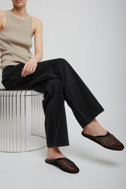 サンダル・ミュール Alaia Mesh Flat Mule Alaïa | Black mesh flat Mules | Savannahs