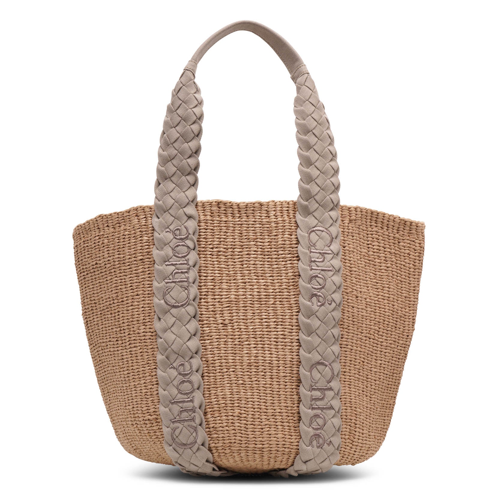 Chloé | Woody braided grey raffia bag | Savannahs
