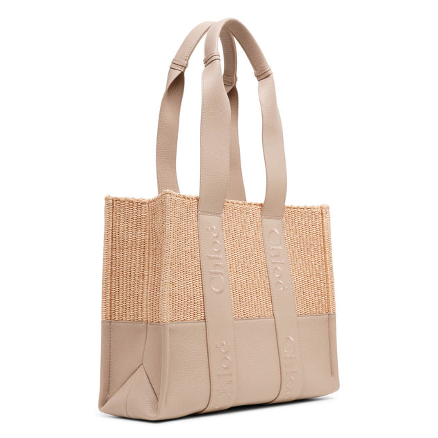トートバッグ CHLOE TOTES BEIGE WOODY TOTES Chloé Woody Tote Bag In Linen in Blushy beige | Chloé US