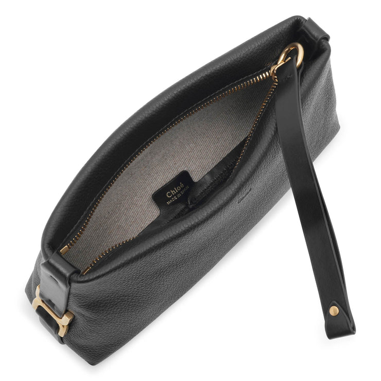Marcie black leather clutch
