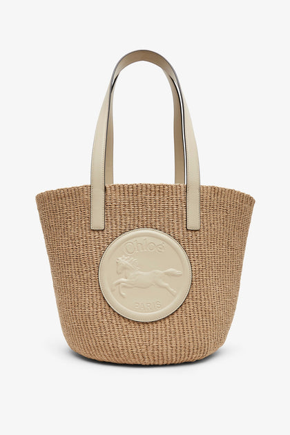 Chloé Horse medal ivory raffia basket bag Savannahs