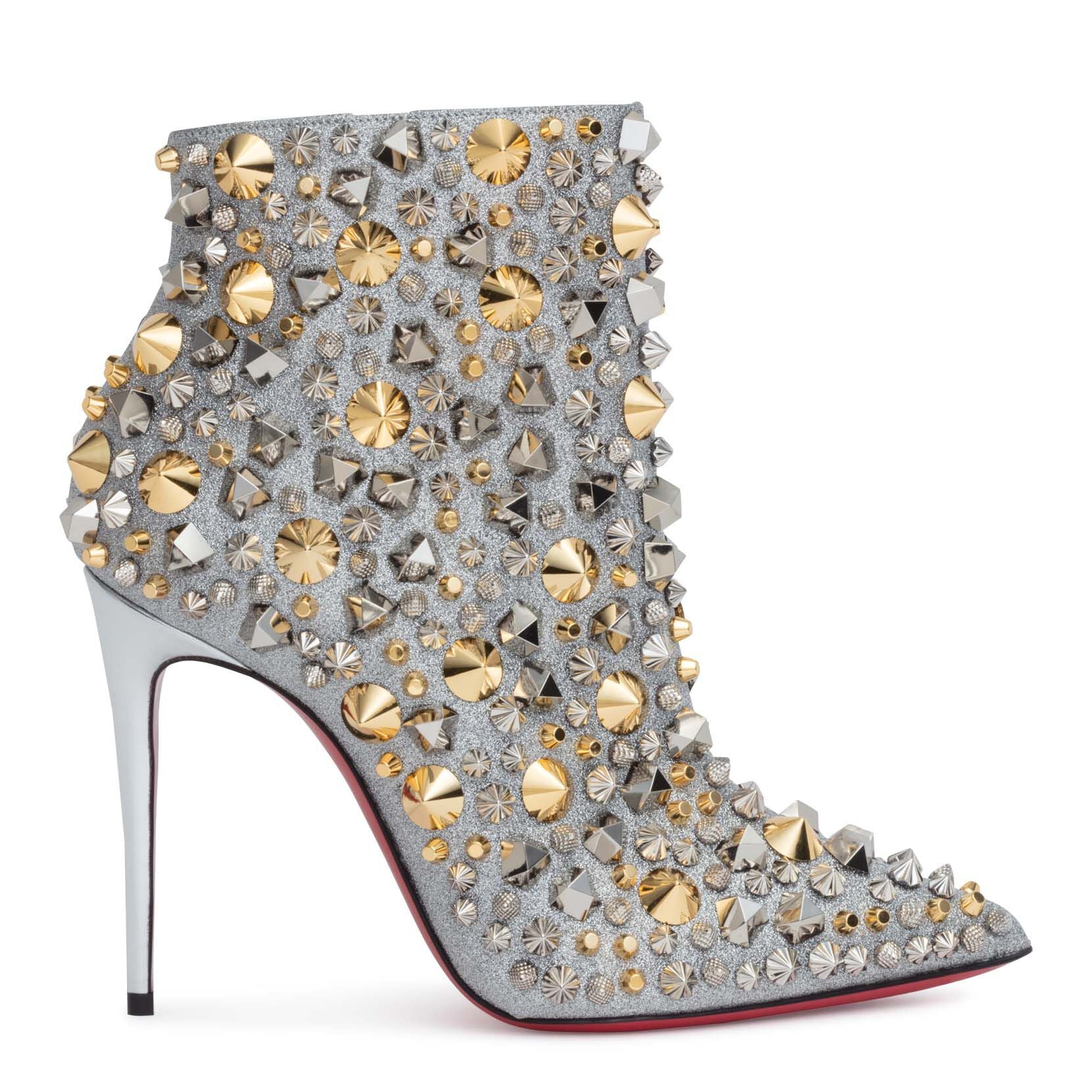 Christian Louboutin | So Full Kate 100 silver glitter stud boots