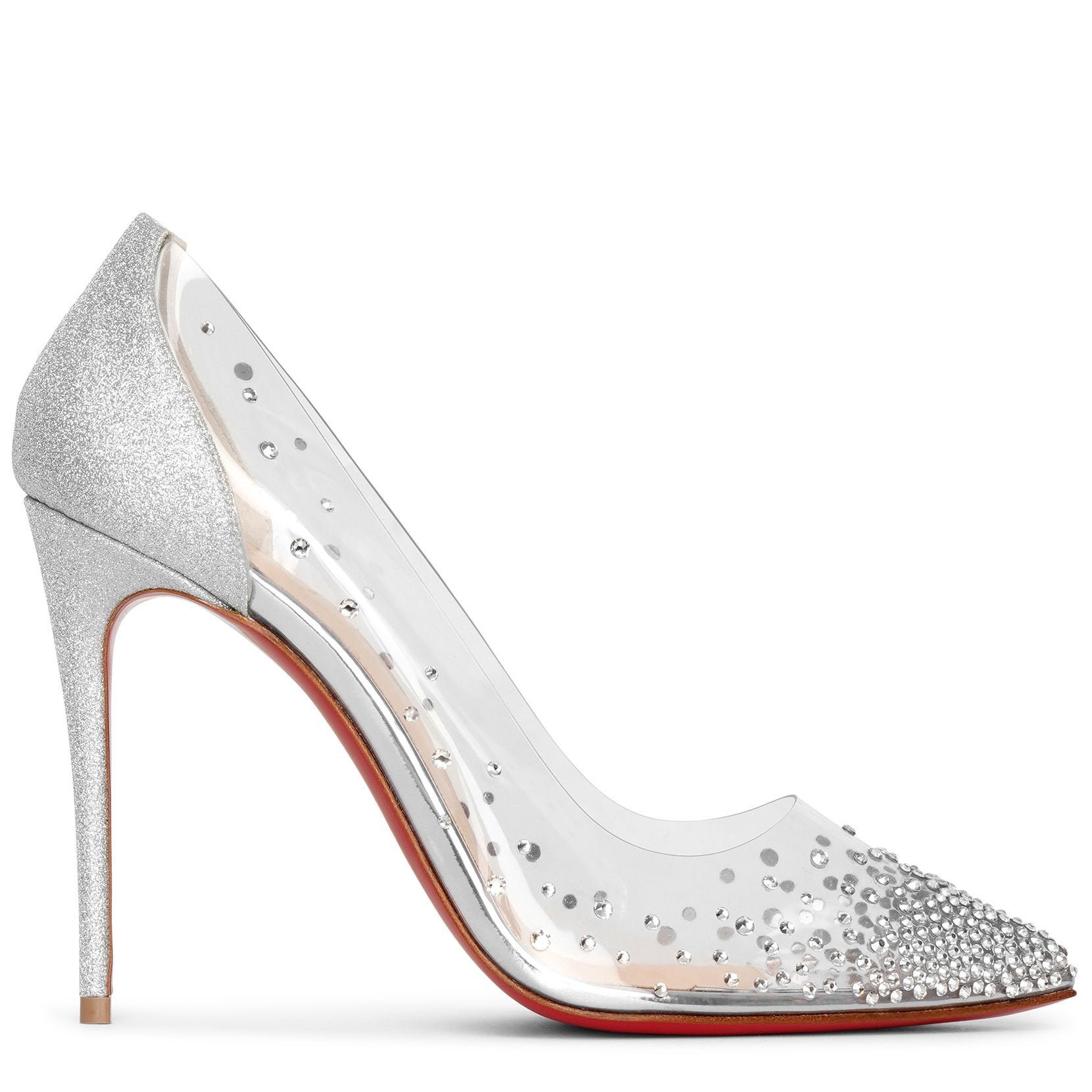 Christian Louboutin | Degrastrass pvc 100 silver glitter pumps