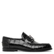 CL Moc flat embossed black leather loafers