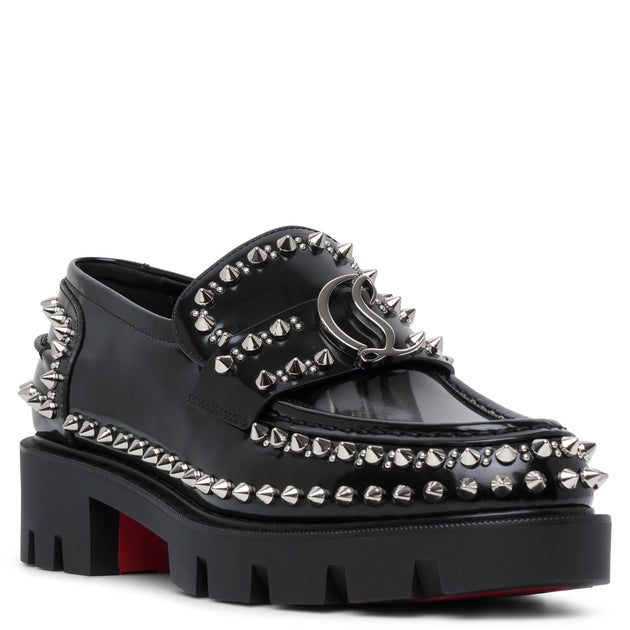 CL Moc Lug Spikes Leather Loafers in Black - Christian Louboutin