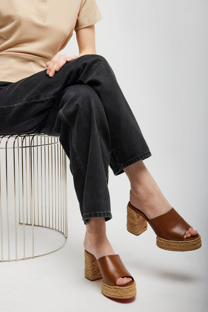 Christian Louboutin | Calakala 85 brown leather espadrilles