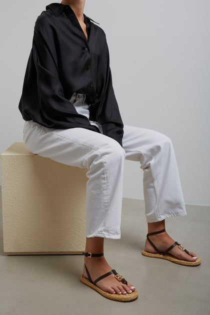 GIVENCHY ジバンシィ 4Gリキッド ラフィア製 フラットミュール Givenchy | 4G Liquid raffia and leather sandals | Savannahs