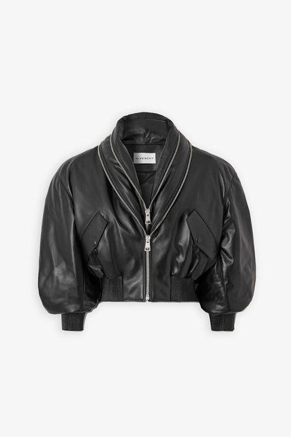 Givenchy | Zipped black leather bomber jacket | Savannahs