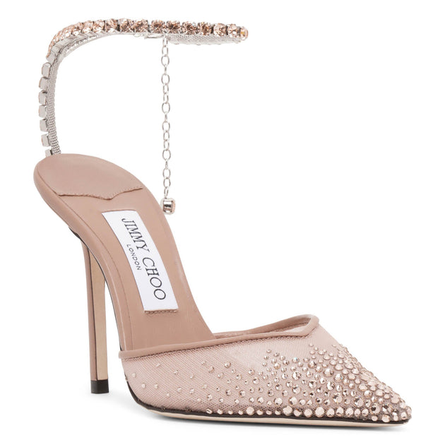 お米 JIMMY CHOO ♡ SAEDA100 & CIBELLE Saeda 100 | Black Suede Pumps with Crystal Embellishment
