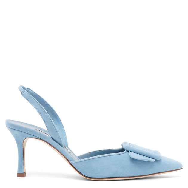 Manolo Blahnik | Maysli 70 light blue suede slingbacks | Savannahs