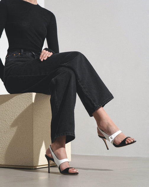 Manolo Blahnik | Climnetra 90 black and white patent sandals Manolo Blahnik | Climnetra 90 black and white patent sandals
