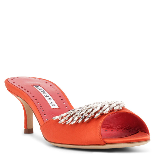 直営店 ‐Manolo Blahnik - SALE! LUMADA 50mm ミュール Manolo Blahnik | Lumada 50 coral satin mules | Savannahs