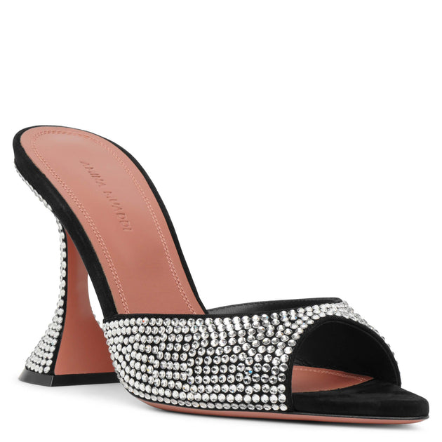 Amina Muaddi | Caroline 95 black crystal mules | Savannahs