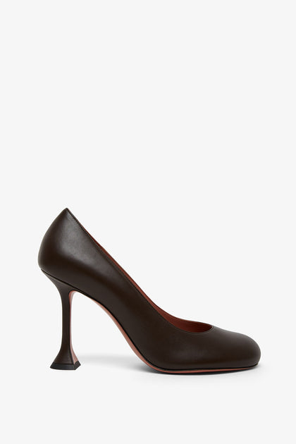 Amina Muaddi | Iris 95 brown leather pumps | Savannahs