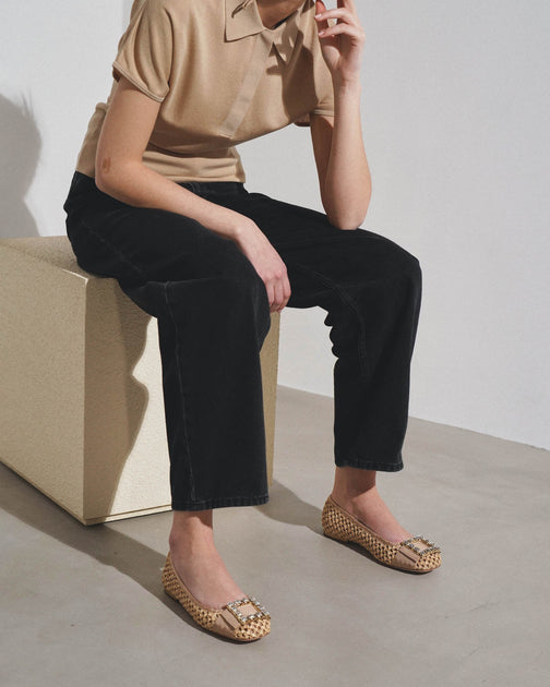 【ROGER VIVIER】Tres raffia-effect ballet flats 国内発送 RV24119S-Roger-Vivier-Tres-