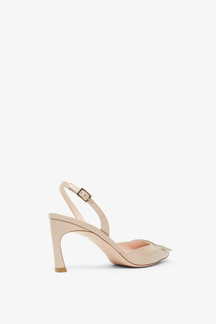 Roger Vivier | Trompette 70 beige patent slingback pumps