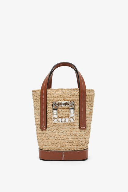 Roger Vivier ヴィヴチョコ ラフィア ミニ バッグ Viv' Choc Mini Shopping Bag in leather Black Woman