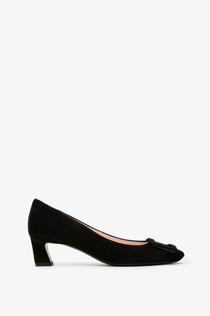 パリ発【Roger Vivier】サテン プラットフォームパンプス ブラック Woman エフロレッセンス サテン メリー ジェーン