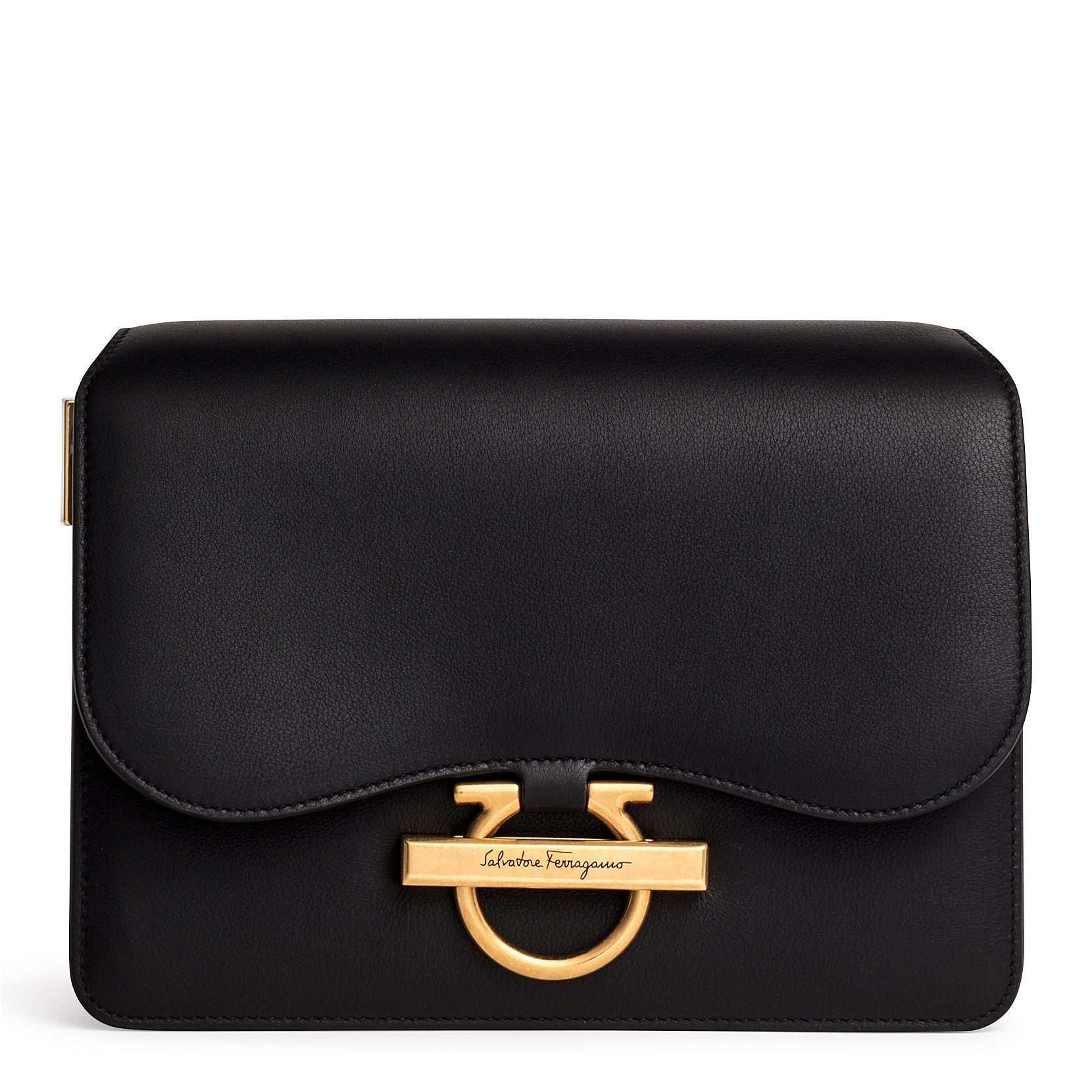 Ferragamo | Joanne black leather shoulder flap bag | Savannahs