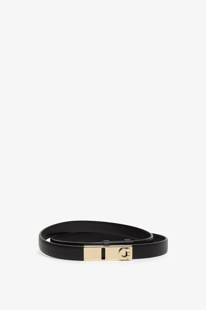 Ferragamo leather belt -reversible w/gold buckle, 37” Ferragamo Pre-Owned 1990-2000s Vara Bow Belt | Black  main image 3