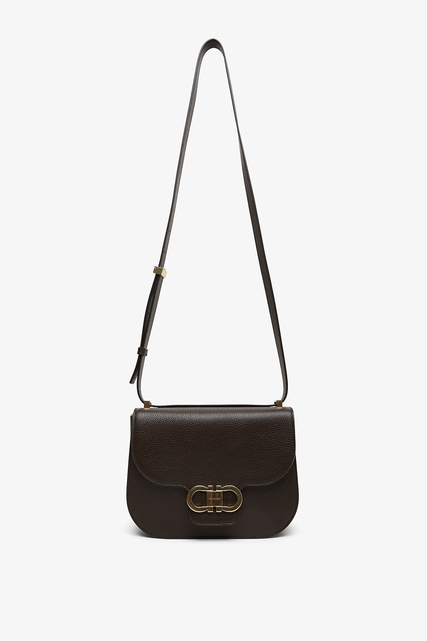 Ferragamo | Dubble gancini flap dark brown bag | Savannahs