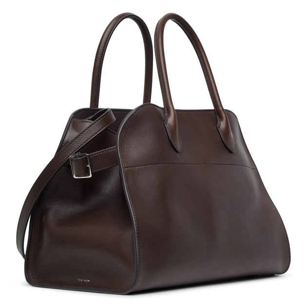 The Row Soft Margaux 12 dark brown leather bag Savannahs