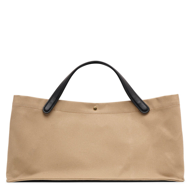 Beige canvas tote bag hot sale