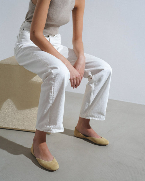 The Row Gemma beige suede ballet flats Savannahs