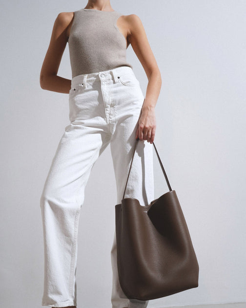 The Row | Large N/S dark olive leather tote bag | Savannahs
