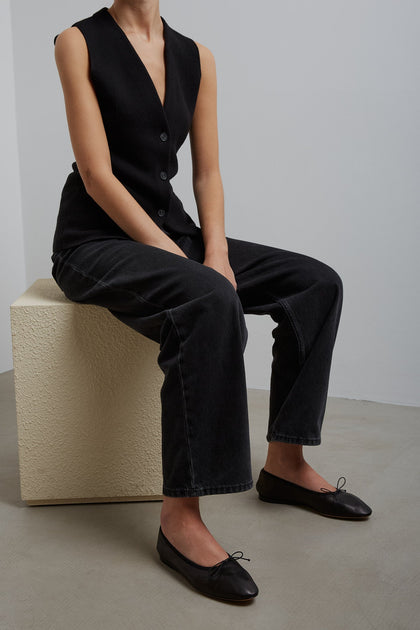 Awar black leather ballerina flats - Main Image