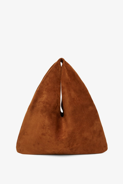 洗練されたデザイン★THE ROW Bindle small brown suede bag The Row | Small Bindle caramel suede shoulder bag | Savannahs