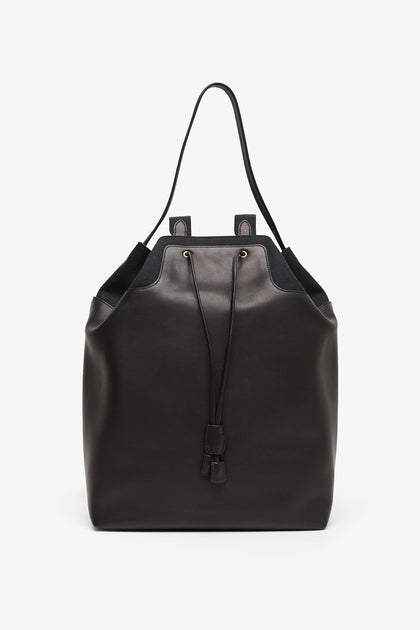 上質カジュアル ★ THE ROW Spring black leather backpack TR26640B-The-Row-Spring-black-