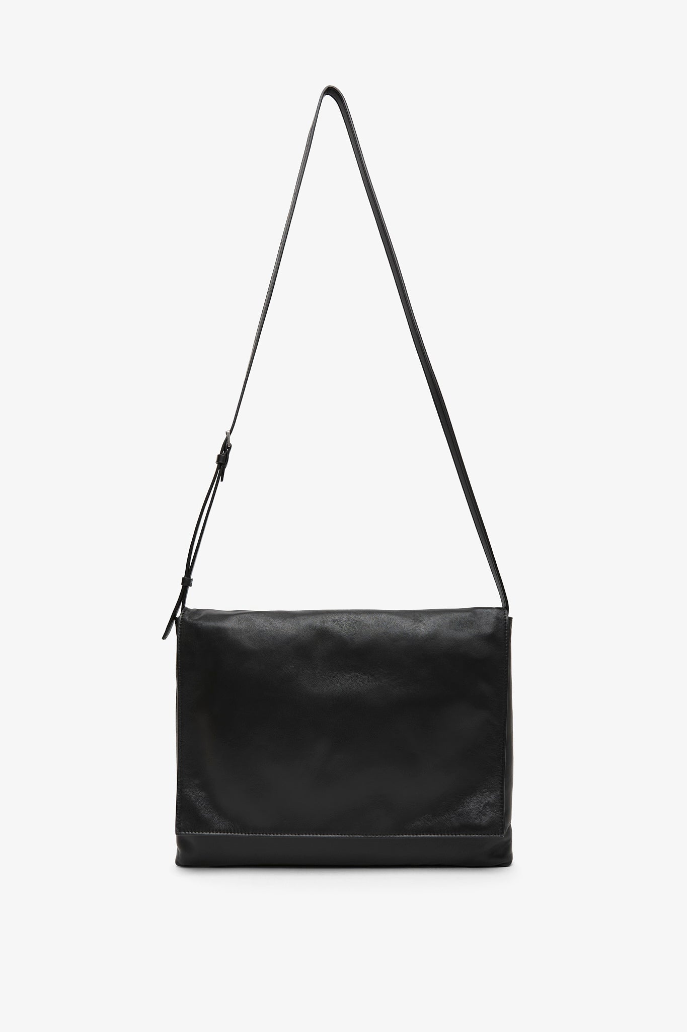 The Row | Nan black leather messenger bag | Savannahs