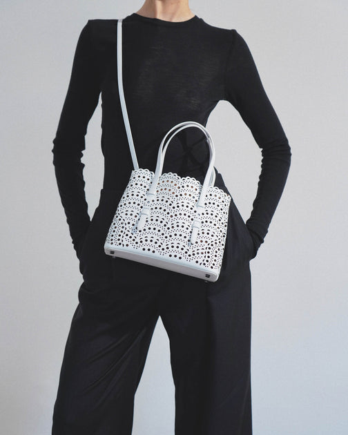 Alaia | Mina 25 vienne vague white leather tote bag | Savannahs