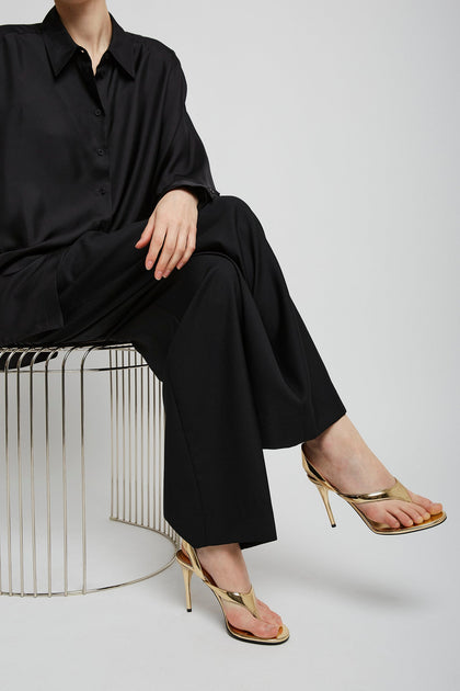 ALAIA★INFRADITO laminated leather sandals ALAÏA BLUE INFRADITO SANDALS IN LAMINATED LEATHER |ALAÏA US