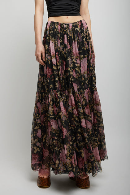Chloé | Black flower maxi skirt | Savannahs