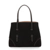 Black suede studded small tote