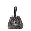 Navy Leather Studded Bucket Bag