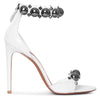 White metal bombe sandals