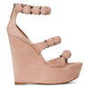 Bombe 140 beige suede wedge sandals