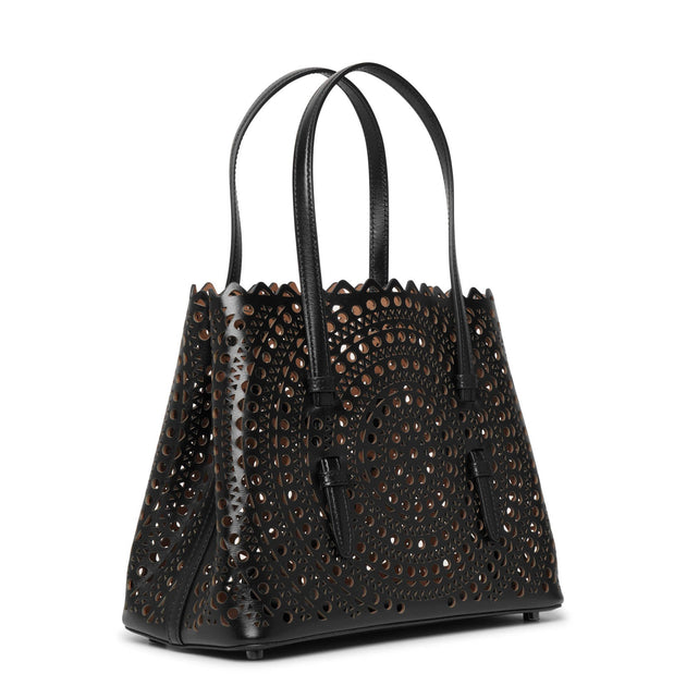 Alaïa | Mina 25 vienne circulaire black leather tote bag