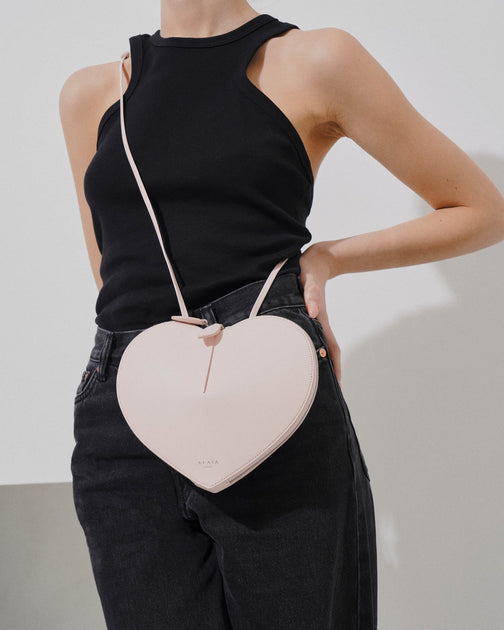 Saddle Bag Small Shoulder Bags for Women Pink PU Leather Heart
