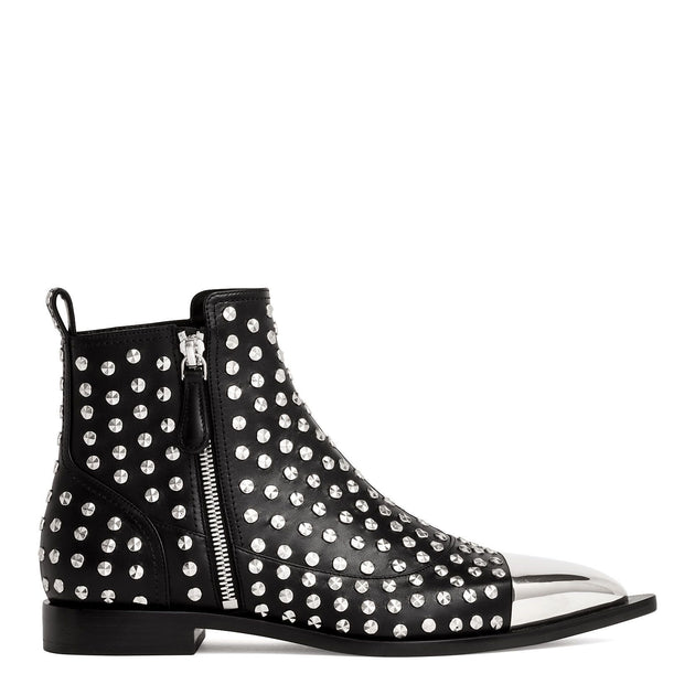 Leather studded 2024 ankle boots