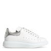 White and silver leather sneakers