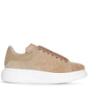 Beige and white classic suede sneakers